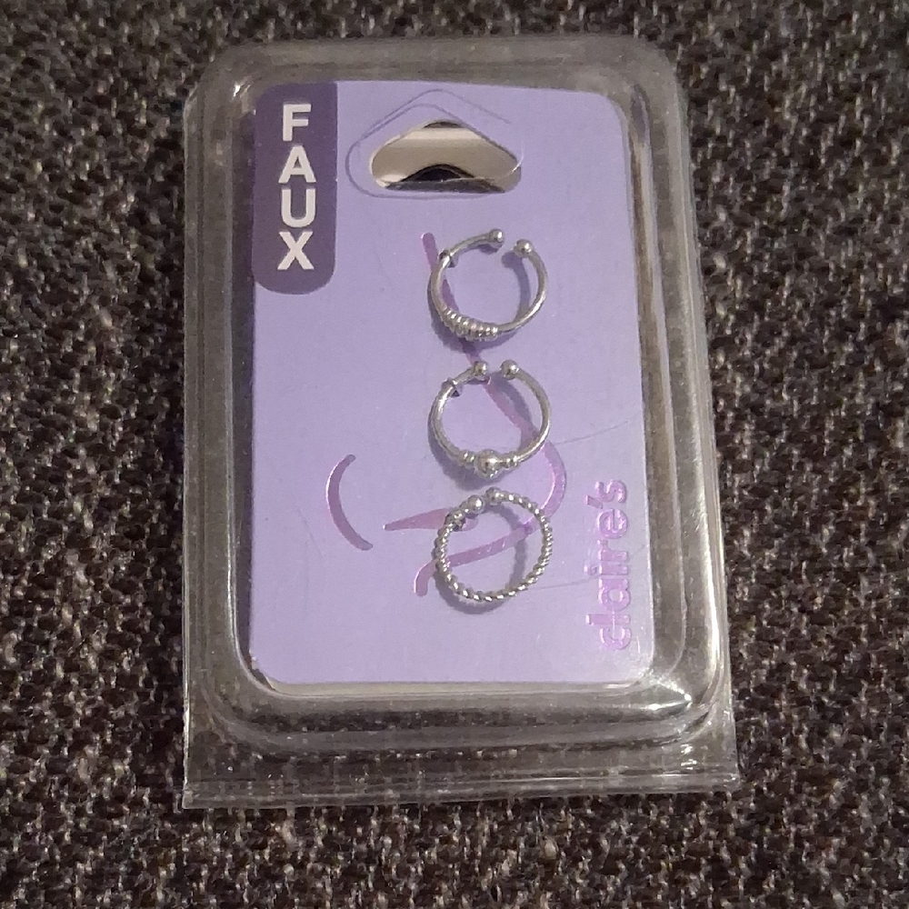 Claire's Twisted Silver Faux Hoops